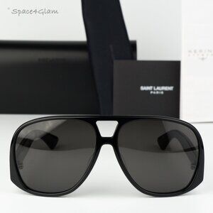 Saint Laurent Men Sunglasses Black Square SL652/F SOLACE 001 NEW AUTHENTIC